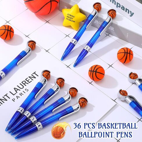 Zhanmai 36 Pcs Basketball Ballpoint Retractable Ball Sports Writing Pen Medium Point 1.0 mm Black Ink Pens Basketball Souvenirs Party Favors for School Office Desk Stationery Supplies(Blue) in Saudi Arabia