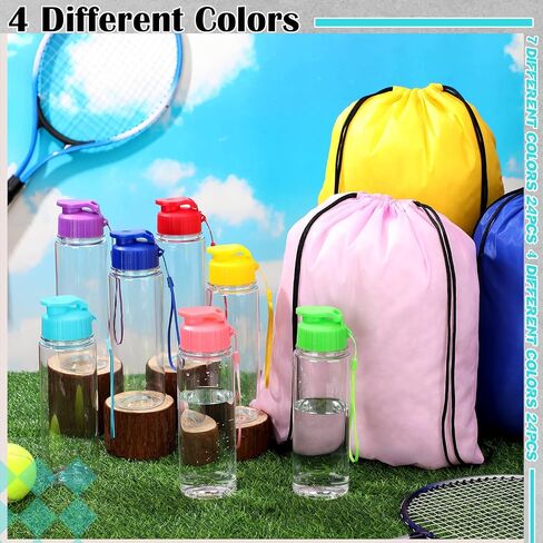 40 Pcs 17 oz Plastic Water Bottles Bulk and Drawstring Backpack Set Reusable Flip Top Leakproof Sports Water Bottles with Handle Strap Cinch Gym Drawstring Bags for Summer School Gym Travel in Kuwait