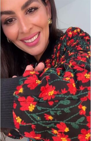سترة نسائية من Shiyifa مطرزة على شكل زهرة الأقحوان وأكمام طويلة وسحاب أسفل معطف مبطن بالقطن ملابس خارجية (مشمش، مقاس L) in Kuwait