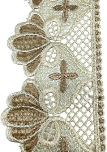 5Yards 16.5cm Lace Trim Ribbon,Wide Embroidery Inelastic Sewing Lace Trim, for Curtain Sofa Sewing Making,Hemline Lace Home Decoration and Bridal Wedding Decorations(Beige) in Kuwait