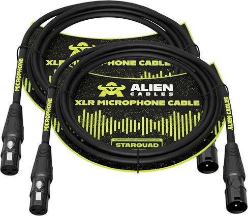 4-Pack Premium XLR Microphone Cables, Star-Quad Shielded XLR to XLR Cable 1 Foot, Pro Audio Mic Cord, Noise-Resistant OFC Conductors, Black in Saudi Arabia