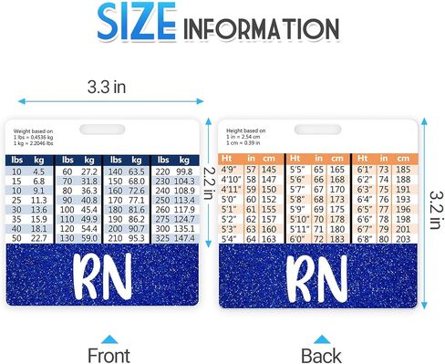 Plifal RN Registered Nurse Badge Buddy Card Holder Nursing Accessories Horizontal ID Name Identification Tags Nurse Work W Height & Weight Conversion Charts in Saudi Arabia