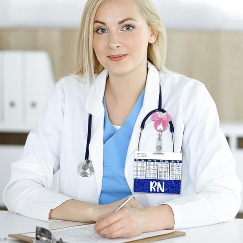 Plifal RN Registered Nurse Badge Buddy Card Holder Nursing Accessories Horizontal ID Name Identification Tags Nurse Work W Height & Weight Conversion Charts in Saudi Arabia