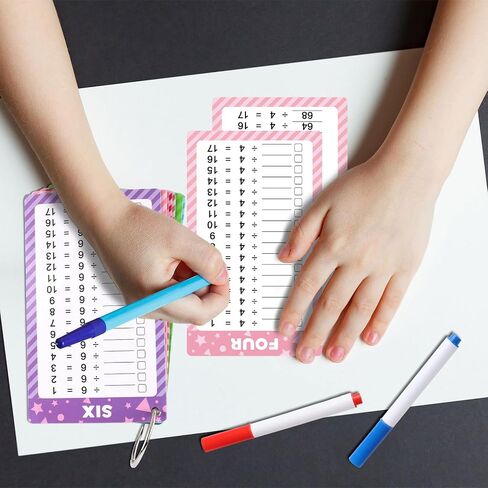 17 Pcs Multiplication Flashcards 0-16, Times Table Flash Cards with 2 Dry Erase Markers 2 Rings for Kids 1st to 3rd Grades Multiplication Game Supplies in Saudi Arabia