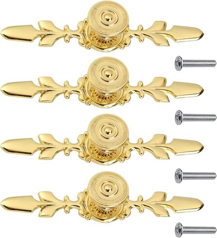 Pull Handle, Vintage Style Zinc Alloy Door Knob with Screw, Fit for Drawer Cabinet, 4-Pack (Black) in Kuwait