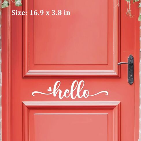 Hello Door Decal, Cute Hello Sticker Greeting for Home, Hello Vinyl Decal, Welcome to Our Home Front Door Decor, Hello House Door Saying Vinyl Decal Quote, House Warming Gift (3.8 x 16.9 in, Black) in Saudi Arabia