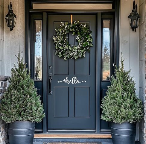 Hello Door Decal, Cute Hello Sticker Greeting for Home, Hello Vinyl Decal, Welcome to Our Home Front Door Decor, Hello House Door Saying Vinyl Decal Quote, House Warming Gift (3.8 x 16.9 in, Black) in Saudi Arabia