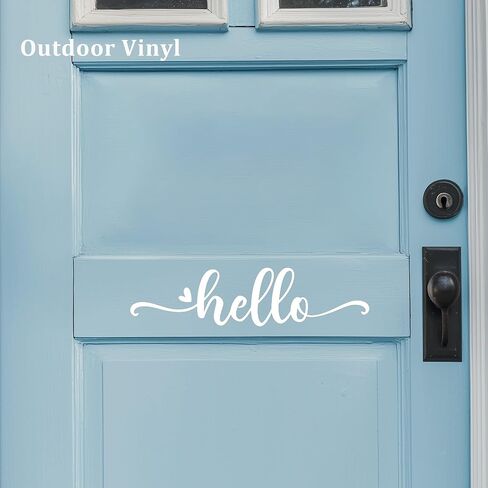 Hello Door Decal, Cute Hello Sticker Greeting for Home, Hello Vinyl Decal, Welcome to Our Home Front Door Decor, Hello House Door Saying Vinyl Decal Quote, House Warming Gift (3.8 x 16.9 in, Black) in Saudi Arabia