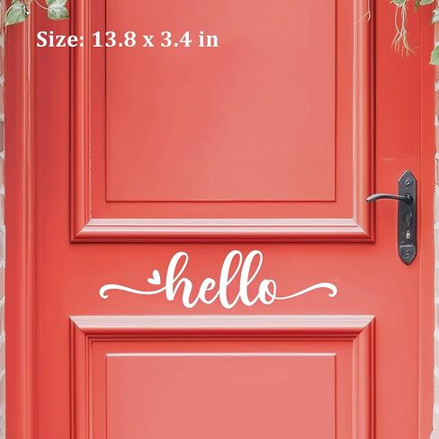 Hello Door Decal, Cute Hello Sticker Greeting for Home, Hello Vinyl Decal, Welcome to Our Home Front Door Decor, Hello House Door Saying Vinyl Decal Quote, House Warming Gift (3.8 x 16.9 in, Black) in Saudi Arabia