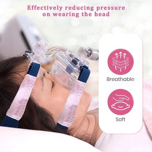 4 Packs Satin CPAP Strap Covers Soft CPAP Face Cushion Universal and Comfort Silky CPAP Headgear Face Pads for Reducing Red Marks(Pink) (Blue-4Pcs) in Saudi Arabia
