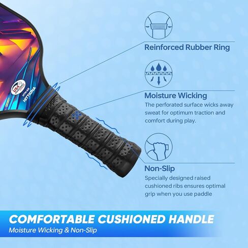 Pickleball Paddles Set of 2 - Fiberglass Pickleball Paddles for Beginners, USAPA Approved Pickle Ball Rackets 2 Pack with 4 Pickleball Balls, 1 Pickleball Net Bag, Paddles Ball Set Outdoor Indoor in Saudi Arabia