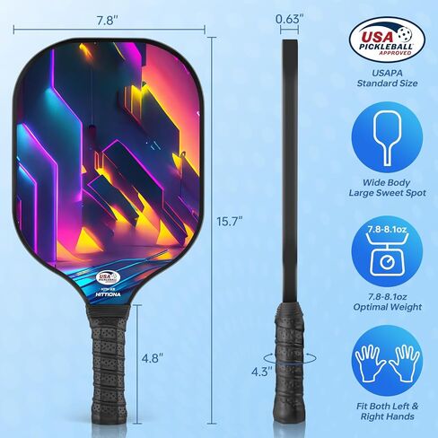 Pickleball Paddles Set of 2 - Fiberglass Pickleball Paddles for Beginners, USAPA Approved Pickle Ball Rackets 2 Pack with 4 Pickleball Balls, 1 Pickleball Net Bag, Paddles Ball Set Outdoor Indoor in Saudi Arabia