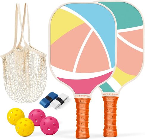 Pickleball Paddles Set of 2 - Fiberglass Pickleball Paddles for Beginners, USAPA Approved Pickle Ball Rackets 2 Pack with 4 Pickleball Balls, 1 Pickleball Net Bag, Paddles Ball Set Outdoor Indoor in Saudi Arabia