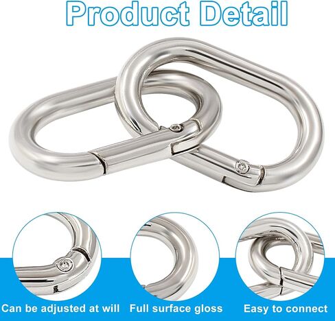 10 PCS Spring Oval Ring Metal Spring Key Ring Oval Spring Keyring Buckle Oval Ring for Bags Keychains Purse Strap (Silver,28.5 x 15 x 4.6mm) in Saudi Arabia