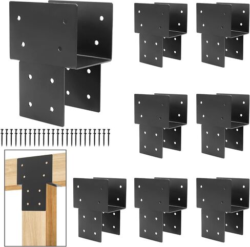 4 Pcs 4 "x 4 "Post Cap Tie Rod Brackets(Actual 3.6 "x3.6), Heavy Duty Wood Beam Tie Rod Brackets, for Supporting Outdoor Pergolas, Gazebos, Decks and Porches in Kuwait