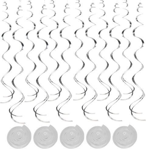 Gold Hanging Swirl Decorations 30 Pcs, Party Swirl Decorations -Twin Tails Ceiling Swirl Foil Decorations, Gold Party Decor for Wedding/Baby Shower/Birthday Party/Christmas/New Year Decorations in Saudi Arabia