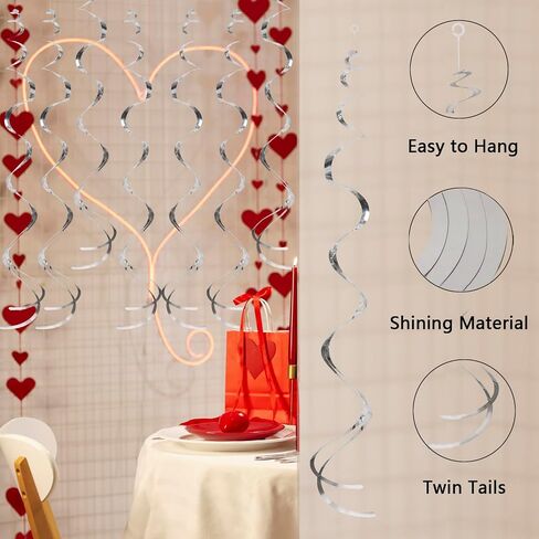 Gold Hanging Swirl Decorations 30 Pcs, Party Swirl Decorations -Twin Tails Ceiling Swirl Foil Decorations, Gold Party Decor for Wedding/Baby Shower/Birthday Party/Christmas/New Year Decorations in Saudi Arabia
