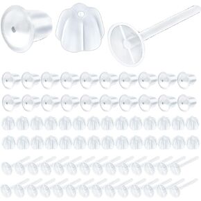 Bronagrand 600pcs Plastic Consring Posts Posts Clear Divible Desring Dins with 600pcs Silicone Encon Stoppers Stoppers for DIY Jewelry Making Heals Crrafting