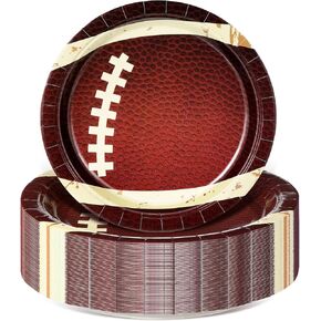 100 Pcs Football Paper Plates 9" Disposable Dessert Plates Football Party Plates Brown Football Plates Sports Themed Cake Plates Football Party Favors for Sport Game Football Birthday Decoration