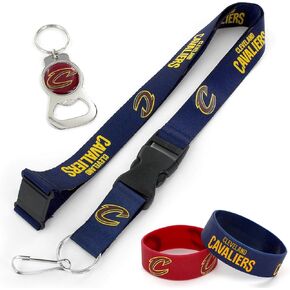 aminco NBA Team Lanyard, Bottle Opener Keyring and Rubber Wristbands Gift Bundle