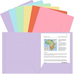 6Pcs Boho Two Pockets Folder Bright Colored Paper File Folder with Pockets Letter Size Portfolio Folder for Office Classroom Document Organizing