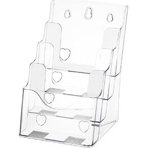 STOBOK Acrylic Brochure Holder, 4 Tier Clear Display Stand Slant Back Design 4 Tier Clear Literature Organizer Magazine Stand Document Paper Literature Organizer for Office,