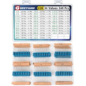 30 Values 600 Pcs Resistor Kit 1/4W 10 ohm-1M ohm with ± 1% Tolerance Metal Film Resistor Assortment in Kuwait
