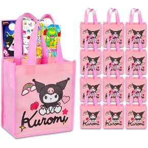 Sanrio Kuromi Party Party Leves Set - حزمة مع 12 أكياس كورومي للحفلات الجيدة للأطفال بالإضافة إلى ملصقات ، المزيد | لوازم حفلات كورومي للأطفال والفتيات