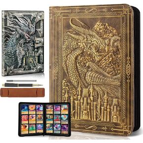 DND dungeon and dragon Notebook (with Black Ballpoint Pen &Pen Sleeve)+Trading Card Binder - 9 Pocket Card Folder,360 Side Loading Pockets for Safe Storage.
