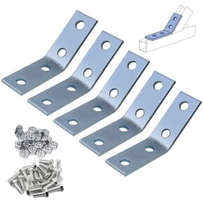 CNQLIS 6-Piece, 1-5/8" Post Slot Angle Bracket Accessories with 4 Holes, Outside 45 Degree Bracket, 5.7mm Thick Metal Angle Bracket Frame Connector for Mounting Frame Connector Fits ½ Bolt