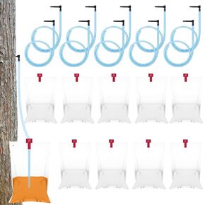 20 Sets Maple Syrup Tapping Kit Include 20 Maple Tree Taps Spiles 20 Pcs 35" Maple Syrup Tubes 20 Pcs 8L Maple Syrup Sap Clear Bags for Maple Birch Trees Collection (20)