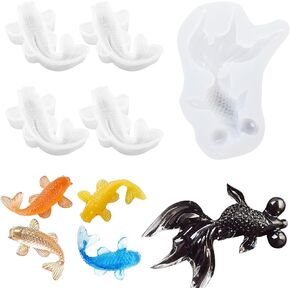 yayatty koi fish silicone resin aboulds ، 5 pcs goldfish goldant silicone apoxy epoxy moulds for charms make Jewelry Home Decoration
