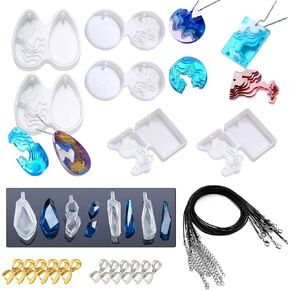 Woohome 34 PCS Island Silicone Mould Jewelry Resin Molds, 10 PCS Resin Casting Molds Jewelry Making Kit for Pendants, Necklace, Earrings, Jewelry Crafts Decoration Making