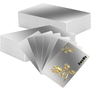 OWNMY 100PCS بطاقات العمل المعدنية بطاقات الأعمال المعدنية لنقش الليزر ، بطاقات عمل الألومنيوم لبطاقات الهدايا DIY صنع الحرف اليدوية ، بطاقات الاسم السامي بسمك 0.3 ملم ، بطاقات أسود غير لامع ، أسود غير لامع
