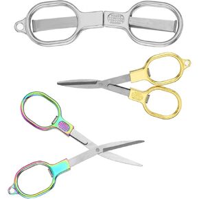 3 Pcs Folding Scissors, Safe Portable Travel Mini Scissors Crafting Scissor Stainless Steel Retractable Small Scissor for Home Office School Safe Portable Travel