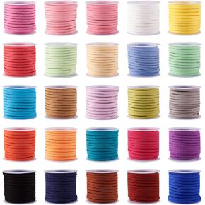 Beadthoven 25 Rolls 3mm Faux Suede Scor