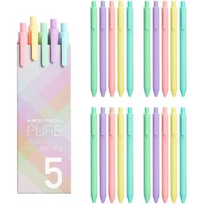 Kaco 20 Pieces Gel Pens Black Refill, Quick Dry Retractable Rolling Ball Pens 0.5 mm Extra Fine Point Smooth Writing by Lanxivi