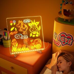 مع لوحة الرسم الخفيفة مع STAND كمنفعة مذكرات LED LED NOTE NOTE NOTE LED Board Board With 7 Pen for Office School Home (5.9 × 5.9 ")