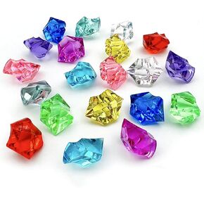 400 Pieces Multi-Color Fake Ice Cubes, Plastic Ice Cubes, Fake Diamonds, Gems for Crafting, Slime, Acrylic for Vase Fillers, Wedding, Event Decoration, Arts and Crafts