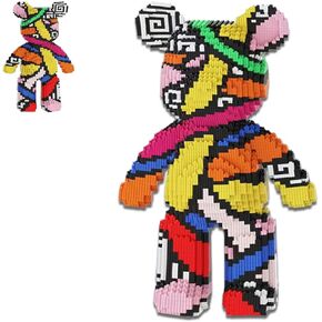Rainbow Graffiti Bear Micro Building Blocks Set(3688Pieces) Animal Winktoys Blocks Bear Building Blocks Gift for Adult and Kid