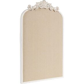 Kate and Laurel Arendahl Decorative Arch Pinboard, 19 x 31, White, Framed Arched Ornate Vintage Cork Board for Use as Motivational Vision Board or Wall Organizer