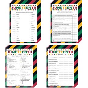 120 Pcs Juneteenth Cultural Trivia Game, 4 Kind of African American Freedom Day Holiday Party Game Supplies for Classroom Office Family Gatherings and Shared Learning