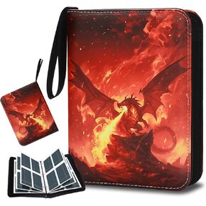 400 Pockets Card Binder, HYNANCE 4-Pockets Trading Card Binder Card Collection Binder Card Holder Binder with 50 Removable Sleeves and Zipper for Boys and Girls Organized