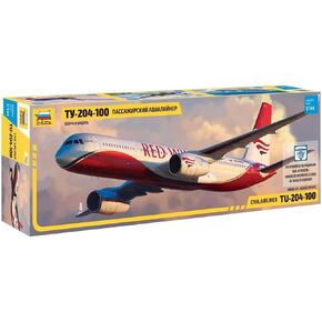 Zvezda 7023 - Civil Airliner Tupolev TU-204-100 - Plastic Model Kit (Paints not Included) Scale 1/144 48 Parts Lenght 14.5" / 36.9 cm