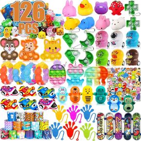 126 Pack Party Favors for Kids 3-5 ، ألعاب Pop Fidget ، جوائز الفصول الدراسية ، ألعاب صندوق الكنز ، حشو pinata ، غودي أكياس ، صندوق الكنز ، ألعاب صغيرة في الجائزة ، حشو بيض عيد الفصح