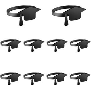 20 PCS Graduation Party Metal Napkin Holder Black Napkin Rings Bulk Graduation Caps Napkin Rings for Graduation Party Supplies (Hat)