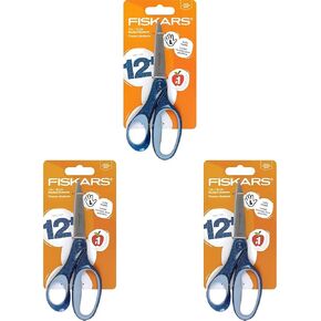 Fiskars 7 "SoftGrip Softgrip Mentled Handed Glitter Scissors for Kids 12+ - مقص الأيسر للمدرسة أو الصياغة - العودة إلى اللوازم المدرسية - Blue Glitter (حزمة 3)