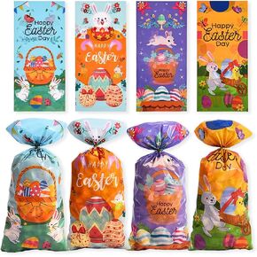 100pcs عيد الفصح أكياس حلوى عيد الفصح جودى السيلوفان يعالج أكياس عيد الفصح كلمات أرنب الكعك أكياس الربيع بلاستي