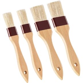 Boao 4 Pieces Pastry Brushes Baking Basting Brush with Natural Bristle BBQ Oil Brush Wooden Handle Food Brush for Cooking Butter Egg Kitchen Brush Culinary Utensil(1 Inch, 1.5 Inch, 2 Inch, 3 Inch)