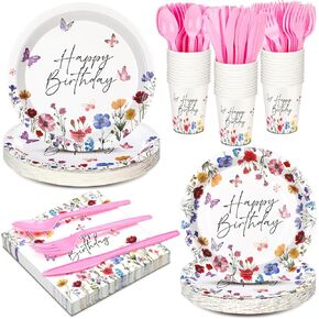 Yungyan 252 PCS لوحات زخارف الحفلات البرية مجموعة أطباق الأزهار مناديل CATLERY CATLERY FORDER FLOWER FORMER